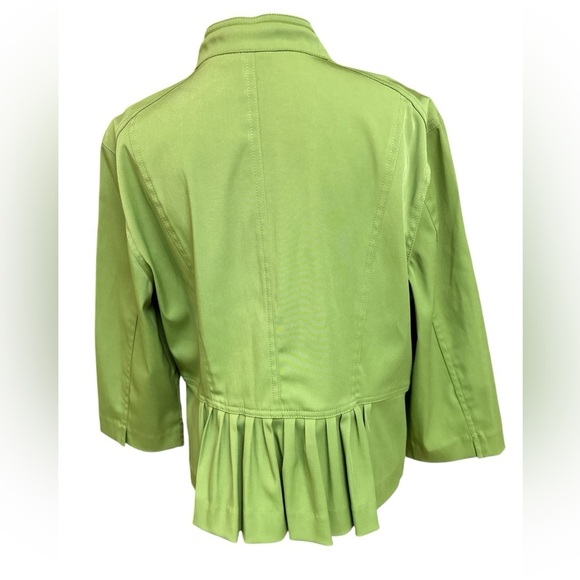 Ruby Rd. Crop Peplum 3/4 Sleeve Lime Green Fall Cropped Blazer Jacket Size 16 - Picture 4 of 10